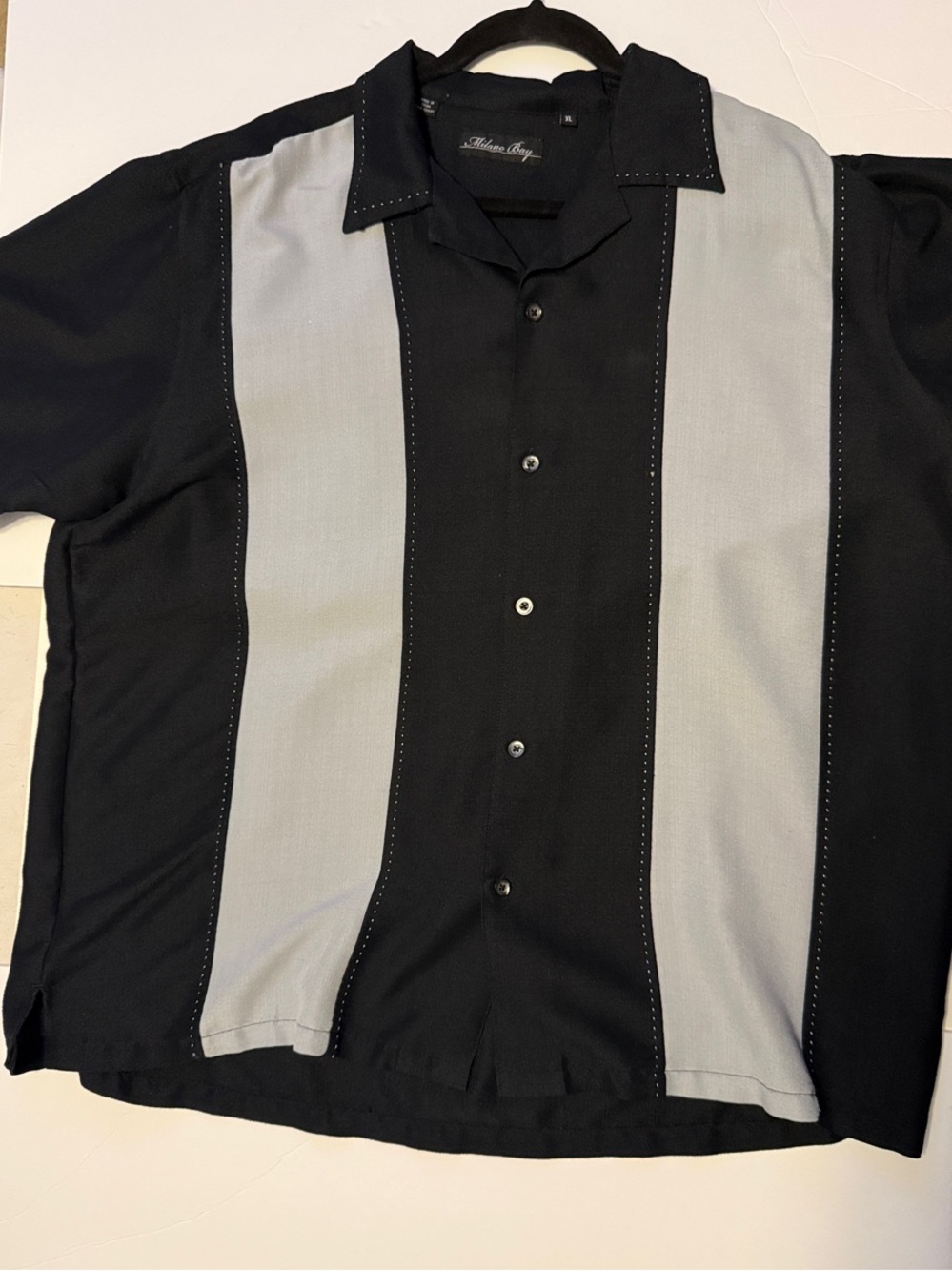 Milano Black and Light Gray Short-Sleeve Button-Down Shirt